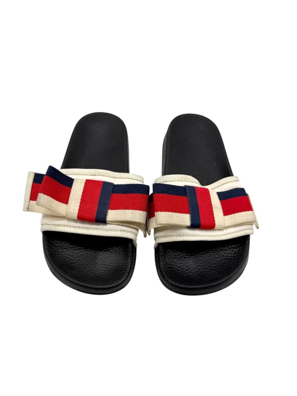 Gucci Women's Pursuit Web Bow Satin Slides - Size 36 / 6